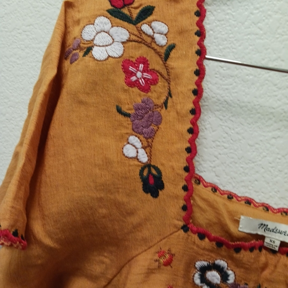 Madewell Womens XSmall Embroidered Square Neck Dress - Picture 4 of 6